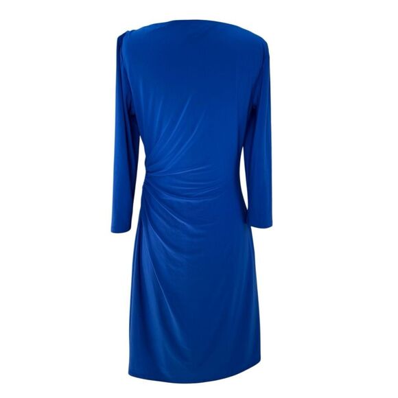 Lauren Ralph Lauren Cobalt Blue Stretchy Cocktail Dress Long Sleeve Size 12 - Picture 2 of 8